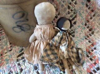 Reserved For Newworldautosales - Primitive Rag Dolls Artist Made,  Early Cloth