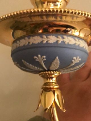 Ornate Wedgwood Jasperware Dual Flame Sconce Light Fixture - Blue W/ White& Gold 10