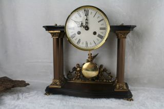 vintage German 1968 wood nautical marine Mantel clock FHS movement 2