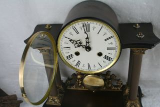 vintage German 1968 wood nautical marine Mantel clock FHS movement 4