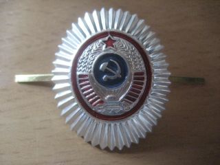 = RARE Soviet Militia WHITE Color Cap BADGE made in 1950 ' s - 1960 ' s.  = 2
