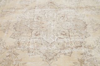 Distressed Persian Wool Rug Handmade Floral Oriental Antique Area Rug 10 x 13 11