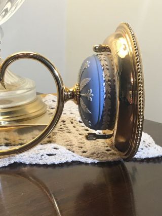 Ornate Wedgwood Jasperware Single Flame Sconce Light Fixture/ Blue W/ White 11