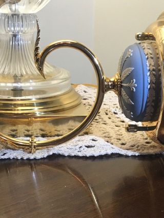 Ornate Wedgwood Jasperware Single Flame Sconce Light Fixture/ Blue W/ White 12