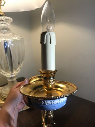Ornate Wedgwood Jasperware Single Flame Sconce Light Fixture/ Blue W/ White 4