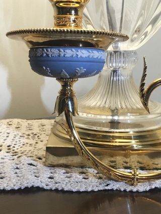 Ornate Wedgwood Jasperware Single Flame Sconce Light Fixture/ Blue W/ White 8