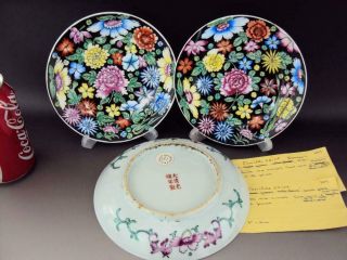 Impressive Chinese Antiques Porcelain Oriental Famille Noire Dishes