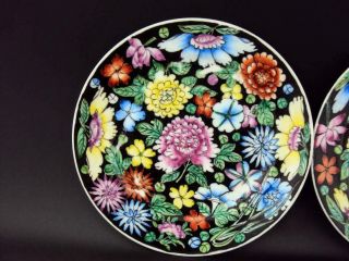 Impressive Chinese Antiques Porcelain Oriental Famille Noire Dishes 8