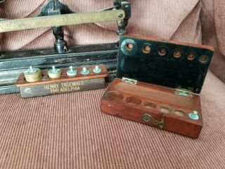 Antique Henry Troemner balance scale with Becker Bros weights 10