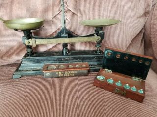 Antique Henry Troemner Balance Scale With Becker Bros Weights