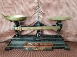 Antique Henry Troemner balance scale with Becker Bros weights 2