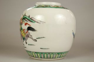 13: A large Chinese famille verte ginger tea jar vase with warriors 19th/20thc 4