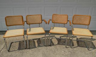 Set 4x Cesca Chairs By Marcel Breuer Italian Cantilevered Mid Century Modern