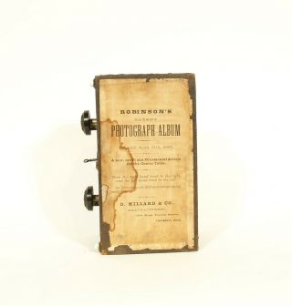 1865 Robinson ' s Patent Mechanical Photograph Album w/Spool of Cartes De Visite 2