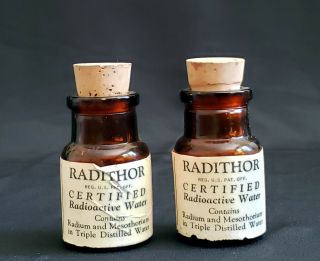 Rare Vintage 1920s Radithor Certified Radioactive Water Medicine Bottles Radium