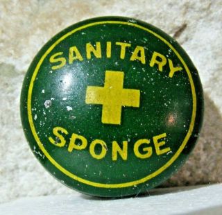 Antique Sanitary Health Sponge Female Birth Control Device In Tin