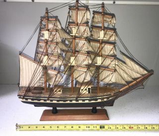 Vintage Clipper Ship,  1827 Wood Model Sail Boat Nautical Office Man Cave Decor