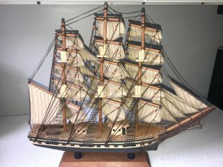 Vintage Clipper Ship,  1827 Wood Model Sail Boat Nautical Office Man Cave Decor 4