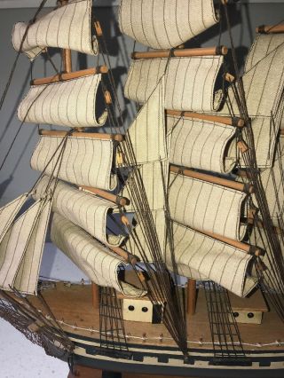Vintage Clipper Ship,  1827 Wood Model Sail Boat Nautical Office Man Cave Decor 8