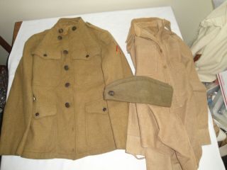 Wwi Us Army Air Corps Jacket,  Shirt,  Os Hat,  Brass,  & Discharge Patch Chevron