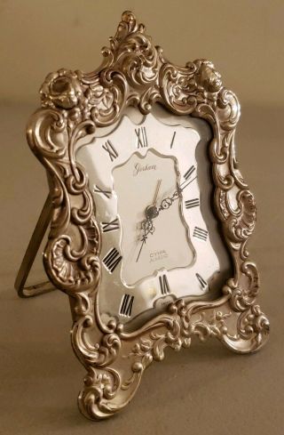 Vintage Gorham Sterling Silver Swiss Cyma Mechanical Wind - Up Alarm Clock 10