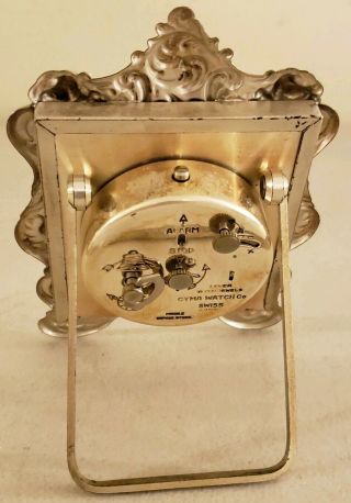 Vintage Gorham Sterling Silver Swiss Cyma Mechanical Wind - Up Alarm Clock 8