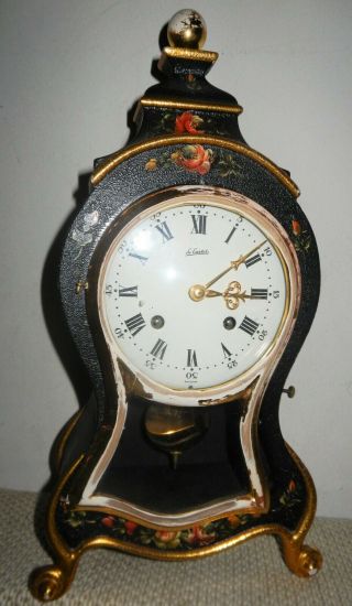 Antique Swiss Made Le Castel Marie Antoinette Boulle Clock -