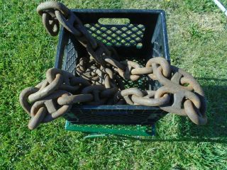 (6ft) ANTIQUE Rusty 4 x 2 inch LINK MARINE SHIP ' S ANCHOR CHAIN 6