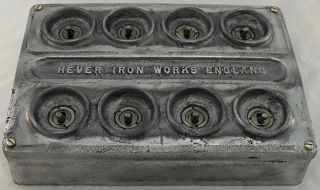 Cast Metal Vintage Industrial 8 Gang Light Switch - Bs En Approved