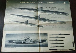 Wwii German Naval Navy Vessels Submarines Collectible Poster