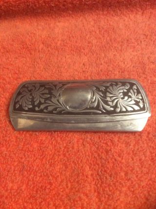 Vintage Embossed Aluminum Metal Eye Glass Glasses Spectacle Case Made In 1909