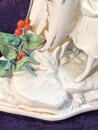 Antique c1850’s Paris Porcelain Figural Vases With Painted Flowers 4