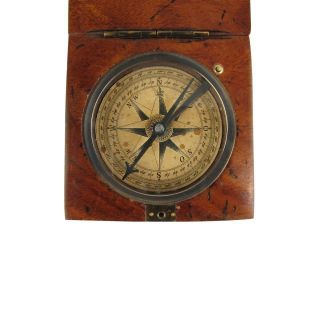 Vintage/Antique Style Old Wood Box Directional Navigational Travel Compass Tool 2