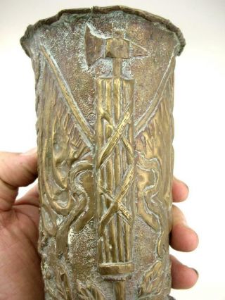 Ww1 Italy Early Fascist Squadrismo Arditi Manganello Trench Art Vase Berndorf 15