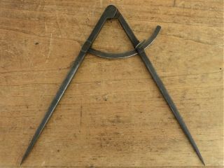 Antique 18th - 19th C HAND WROUGHT IRON Signed DECORATED CALIPERS COMPASS 1 3