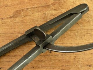 Antique 18th - 19th C HAND WROUGHT IRON Signed DECORATED CALIPERS COMPASS 1 7