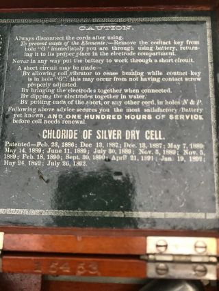 Quack Science Medical Instrument Antique Chloride Of Silver Dry Cell Battery 5