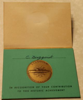 Uss Nautilus First Nuclear Powered Submarine Sub Ssn - 571 Invite 1954 Navy Medal