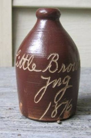 Bennington Norton " Little Brown Jug ",  Antique,  Inscribed And Dated 1876,  16809