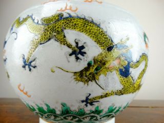 Antique Chinese Porcelain Vase Famille Verte Dragons Guangxu Period Mark 32cm 5