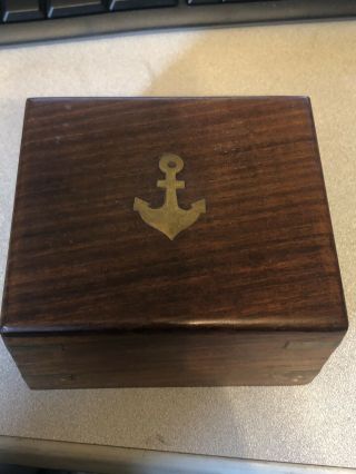 Vintage Stanley London Nautical Compass Natural Sine In Wooden Box -