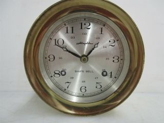 Vintage Airguide Ships Bell Clock Brass 5 Inch Face