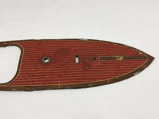 1930 ' s Prewar Lionel Craft Speedboat Tin Boat w/ Drivers & Stand Rare 16 