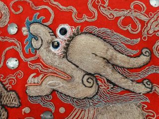 Large Antique Chinese Silk Textile Embroidered Panel Republic Period Qing 118cm 9