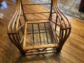 1963 Heywood Wakefield Rattan Club Chair Bamboo Vintage Lounger Mid - Century