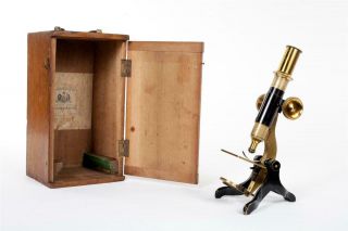 Vintage C1900 " Dolland & Co. ,  London " Brass Microscope With Case.