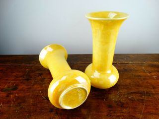 Antique Ruskin Vases in Yellow Lustre British Art Deco Pottery 1920s 10