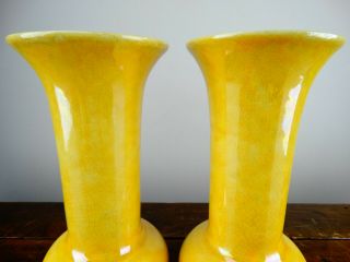 Antique Ruskin Vases in Yellow Lustre British Art Deco Pottery 1920s 2