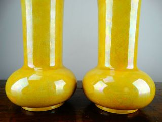 Antique Ruskin Vases in Yellow Lustre British Art Deco Pottery 1920s 3