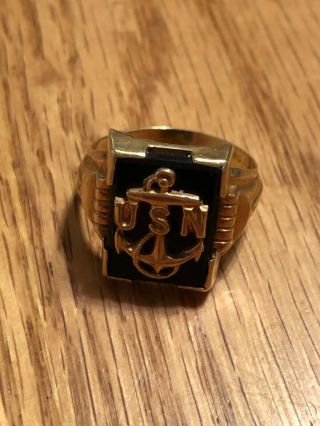 United States Navy Vintage Gold Ring Ob 10 K